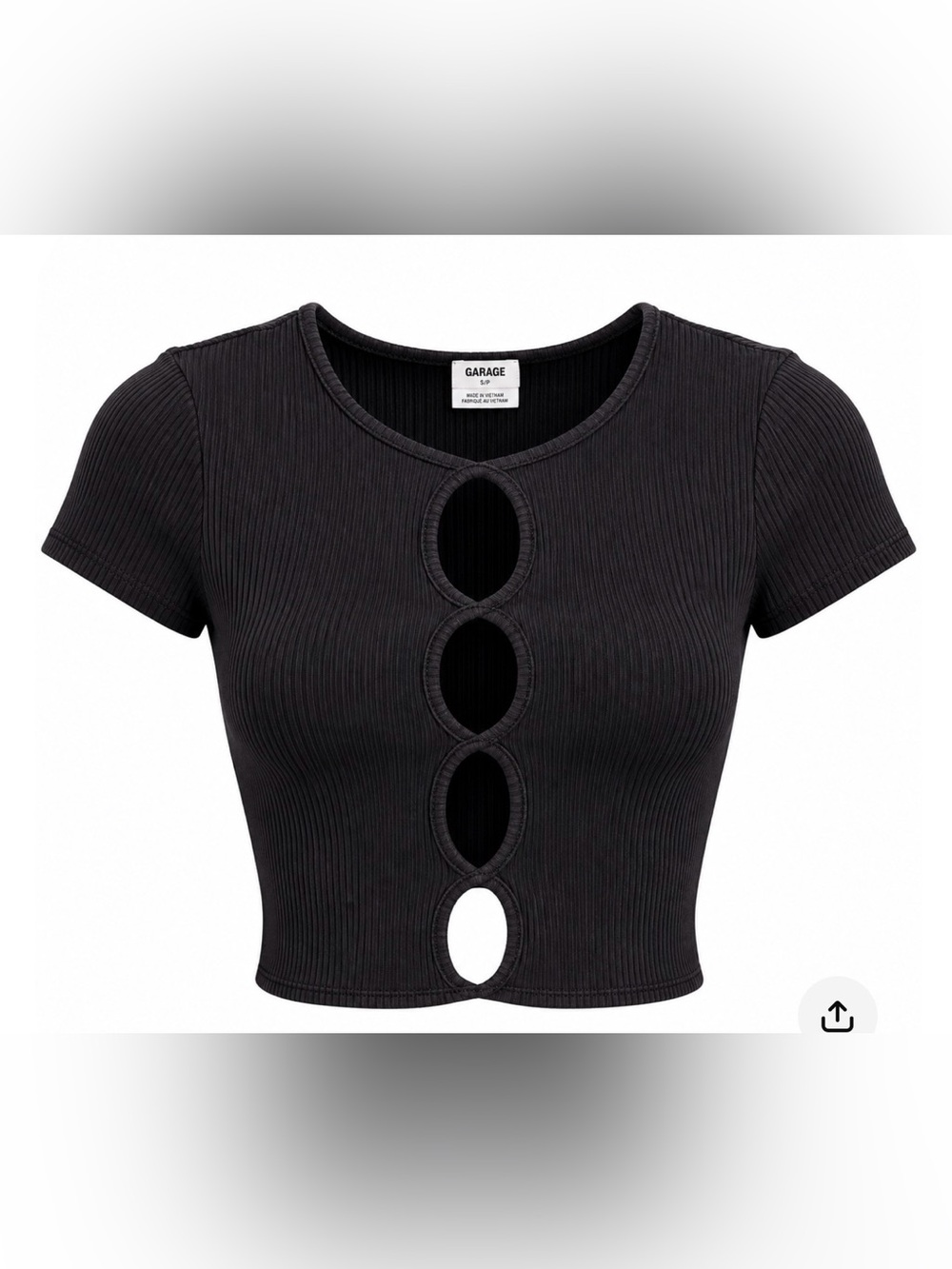 Garage Black Ribbed Keyhole Front Crop Top